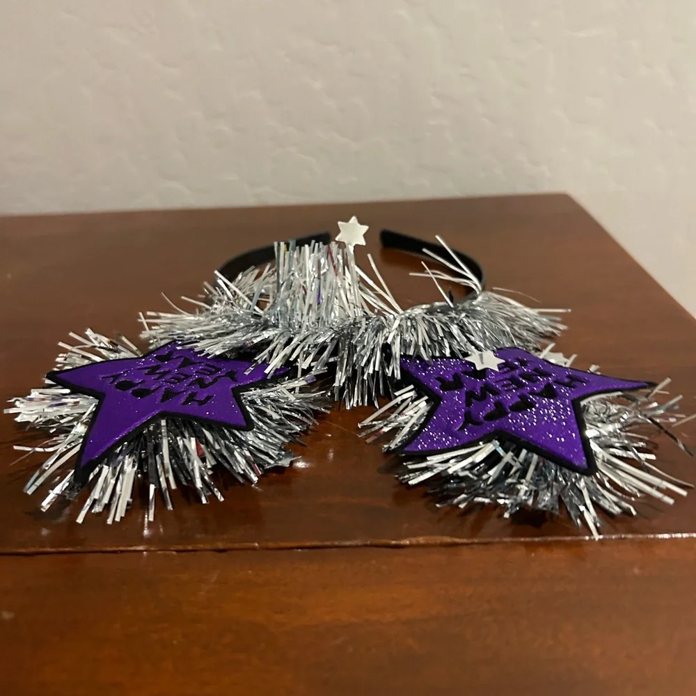 Happy New Year Purple Star Tinsel Headband